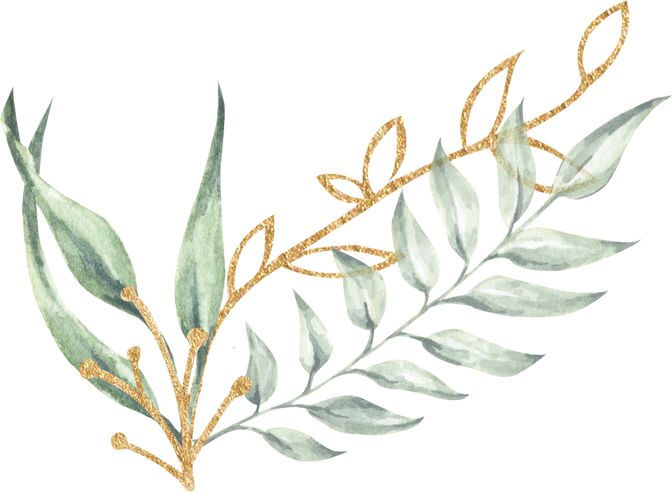 Green and Gold Leaf Branches Illustration 