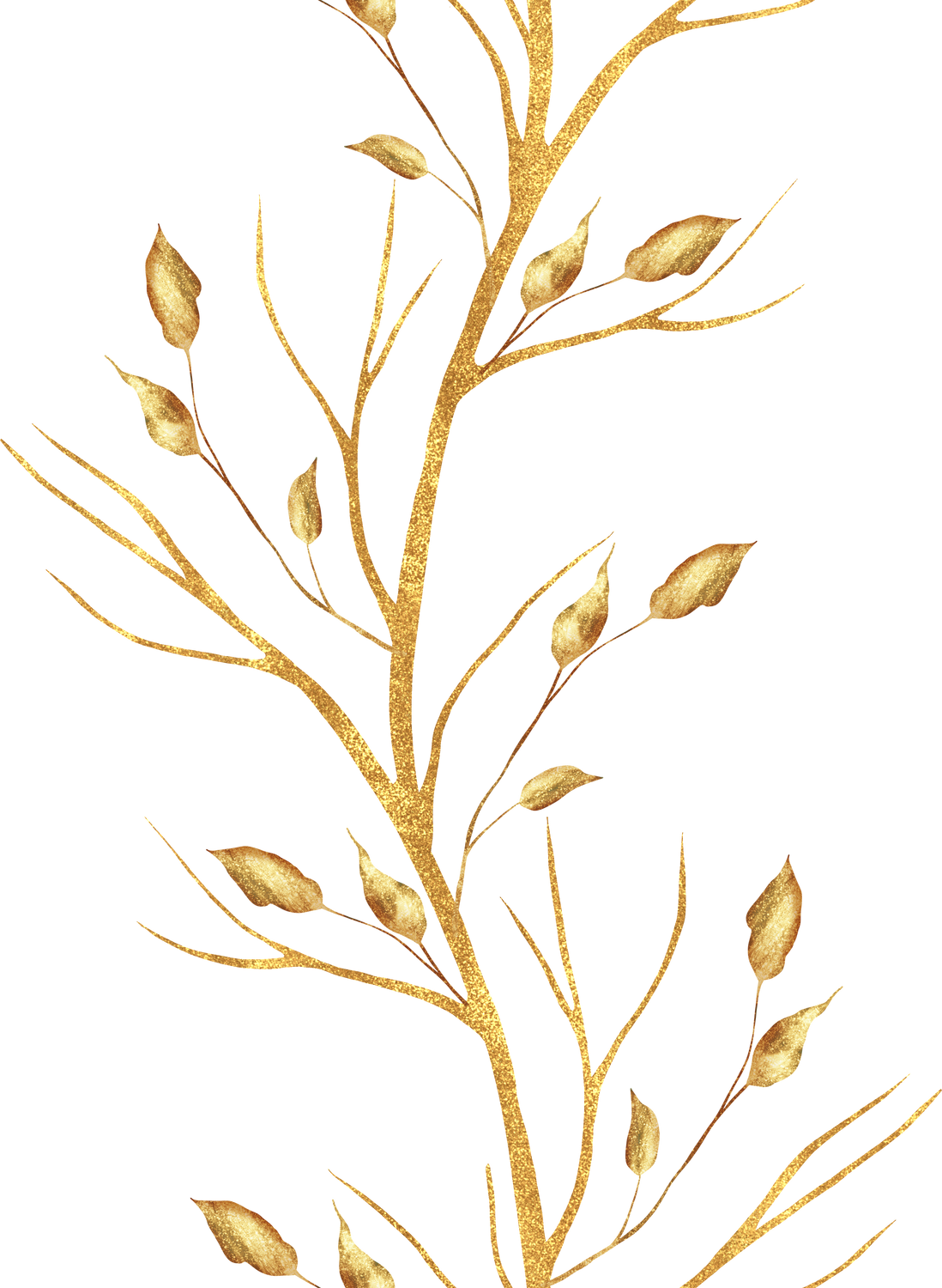 Gold dry branch. Seamless border isolated 